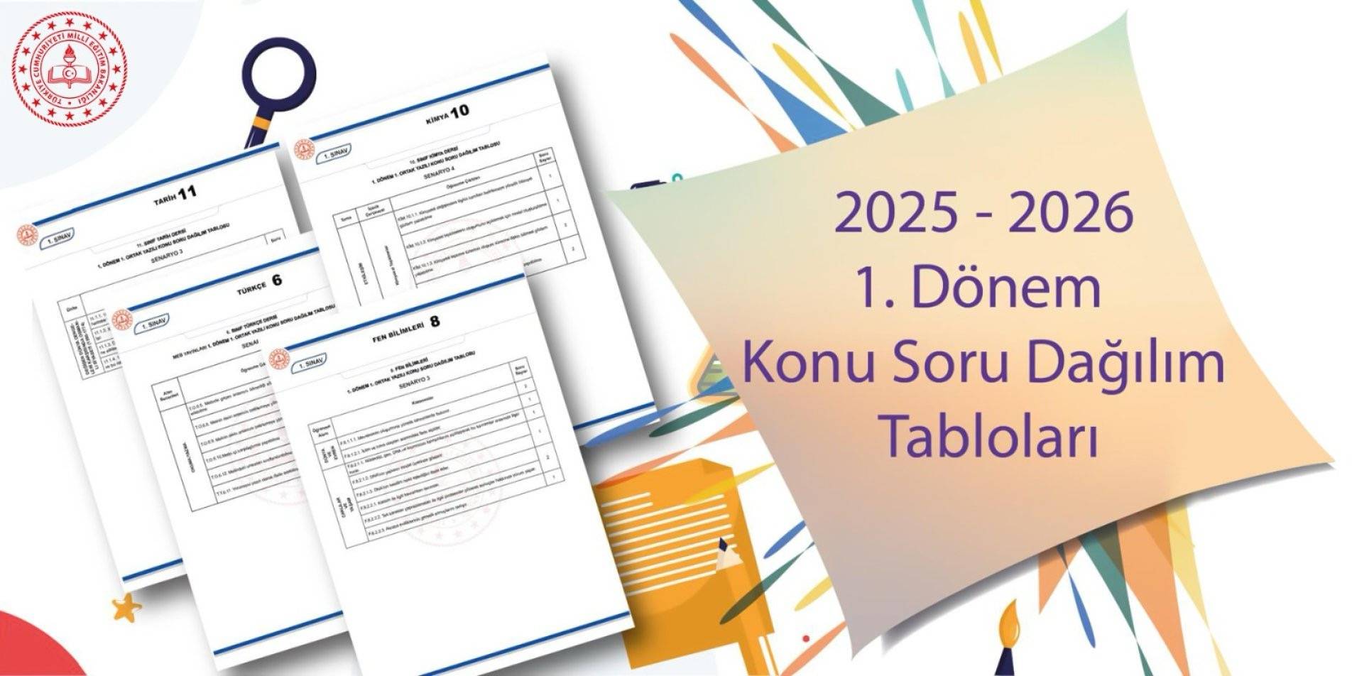 Ortak Yazılı Sınavlar Konu Soru Tabloları Yayımlandı