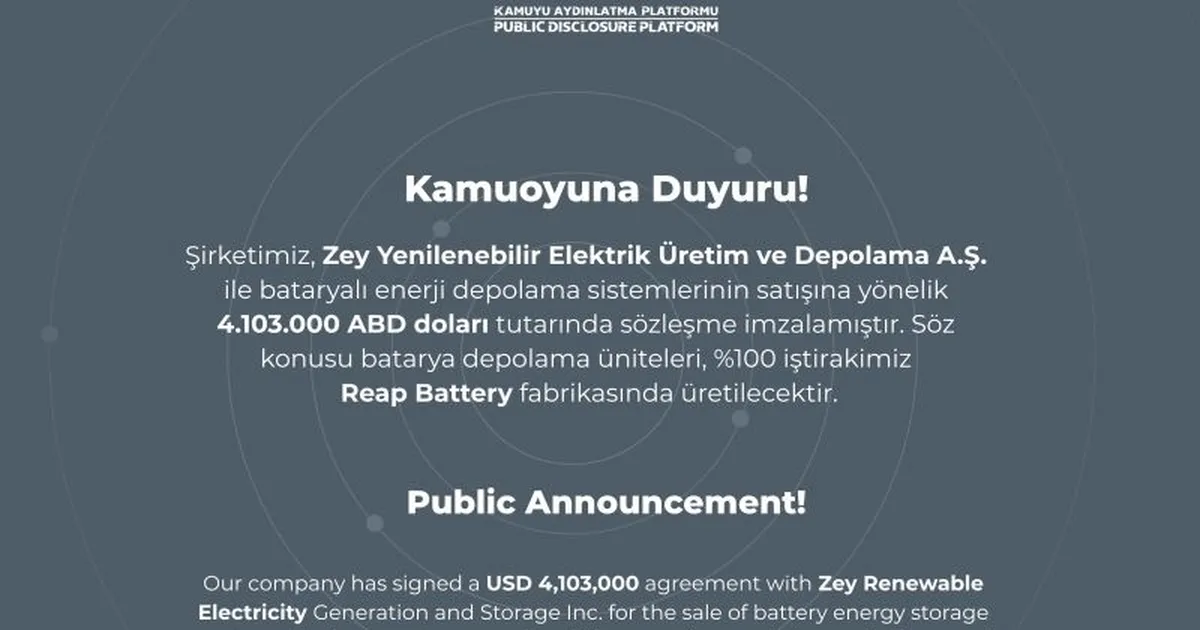 YEO’dan Enerji Depolama Alanında 4,1 Milyon Dolarlık Yeni Sözleşme